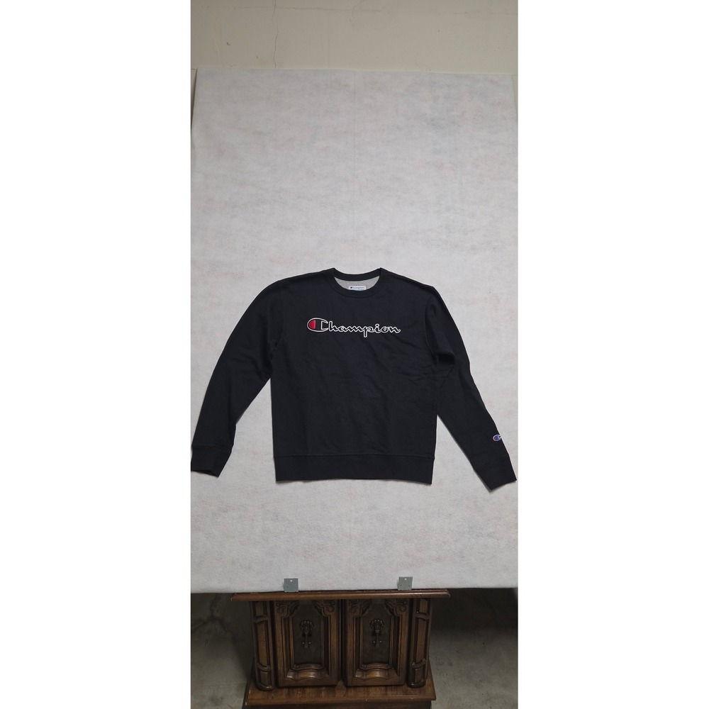 Champion Crewneck Sweatshirt Medium Black Script Logo Pullover